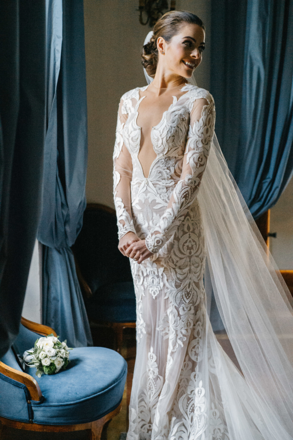 Bride in Berta Wedding Dress