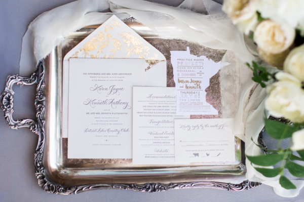 Wedding Invitations in Gray and Gold