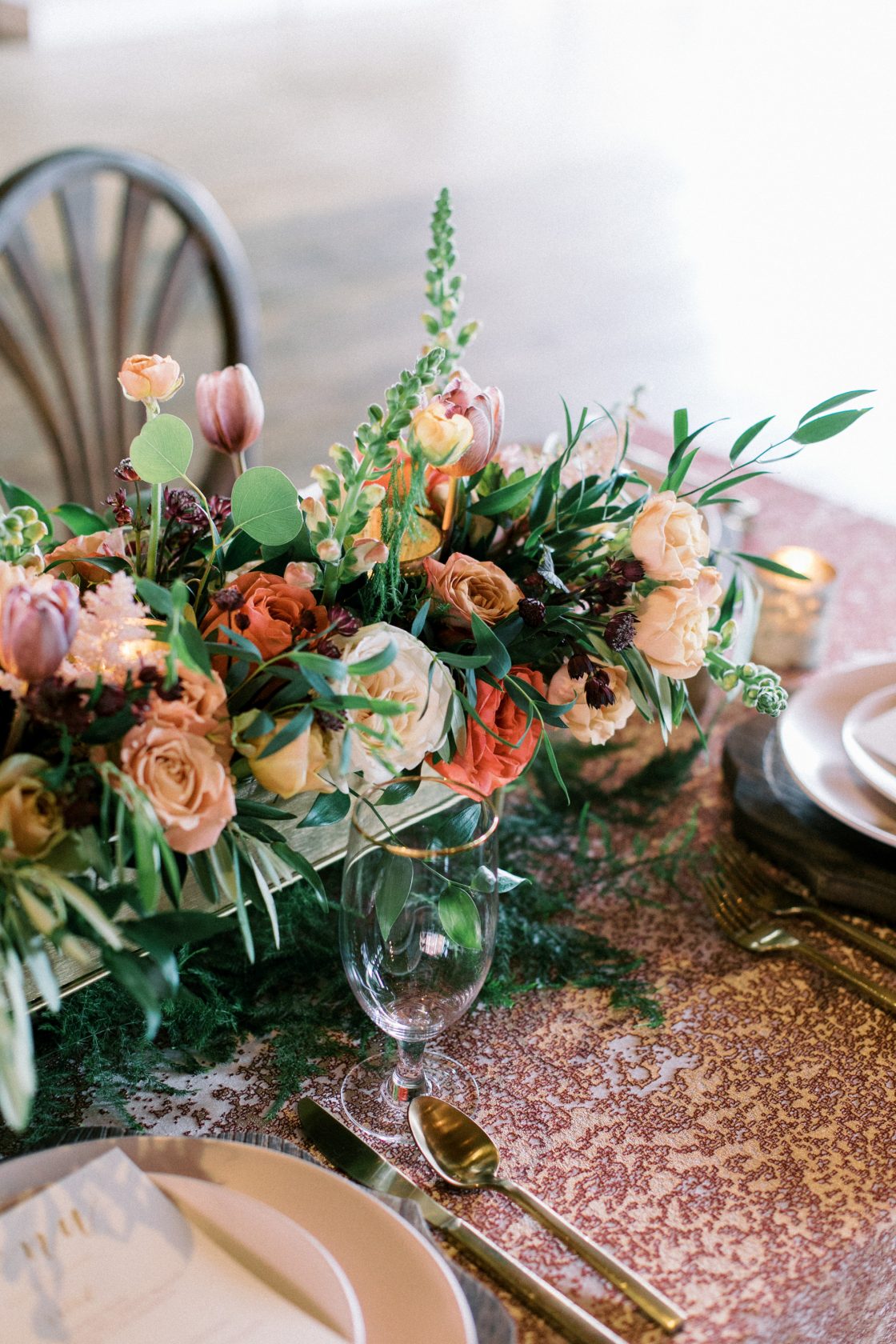 Fall Roses Wedding Centerpiece