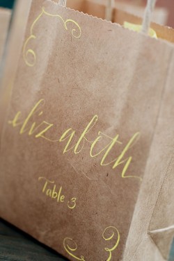 Unique Wedding Ideas Paper Bag Favors with Calligraphy