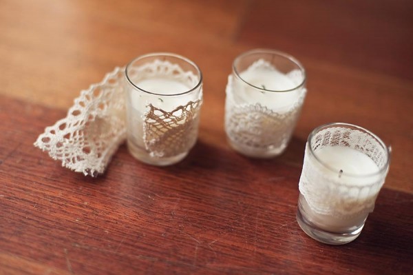 Lace Wrapped Votive Holders