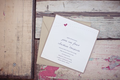Stitched Kraft Paper Wedding Invitation