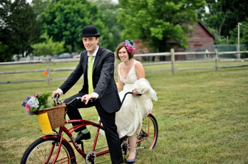 Bride-and-Groom-on-Tandem-Bike