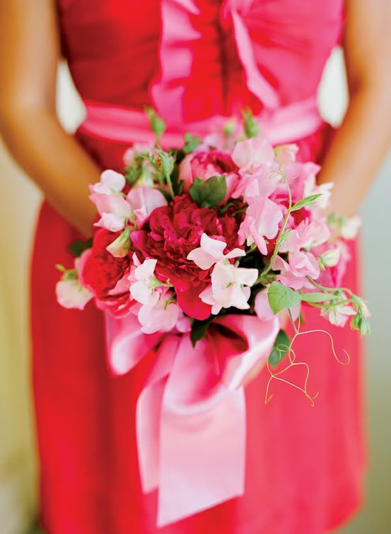 Vibrant-Red-Peony-and-Pink-Sweet-Pea-Bouquet