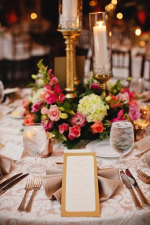 Elegant Gold and Pink Wedding Reception