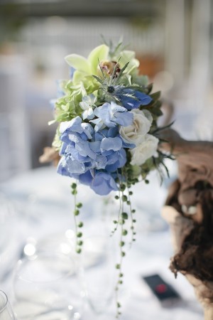 Hydrangea Thistle and Orchid Centerpiece
