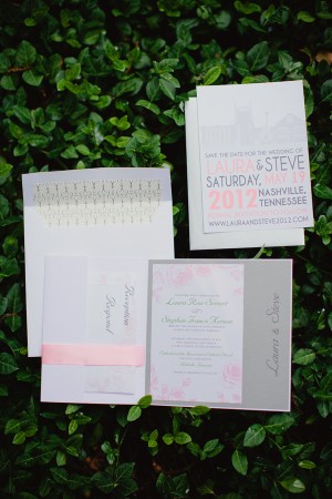Pink and Grey Wedding Invitations