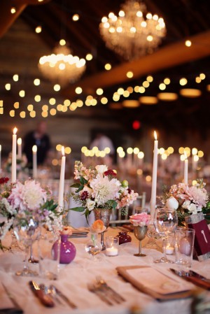 Taper Candle and Vintage Silver Wedding Centerpiece