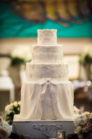 Four Tier Draped Fondant Wedding Cake