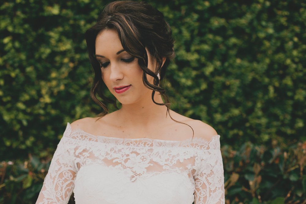 Open Shoulder Lace Wedding Gown