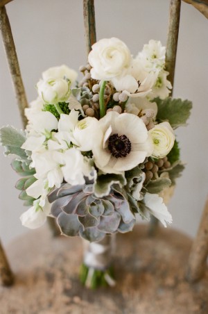 White and Green Succulent Bouquet 2