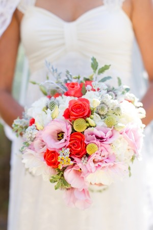 Bright Red and Pink Bridal Bouquet