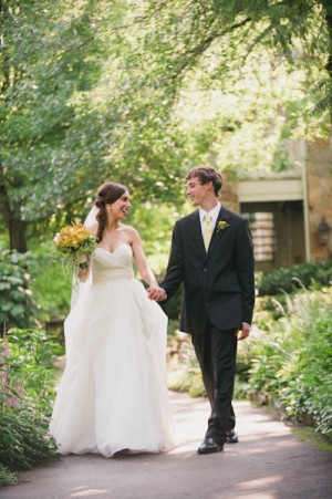 Strapless Ivory Wedding Gown With Full Skirt