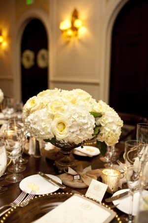 Ivory Hydrangea Wedding Centerpiece