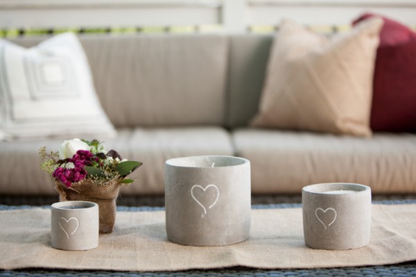 Stone Candle Holders With Hearts