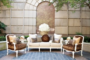 Brown Cream and Silver Courtyard Seating Area