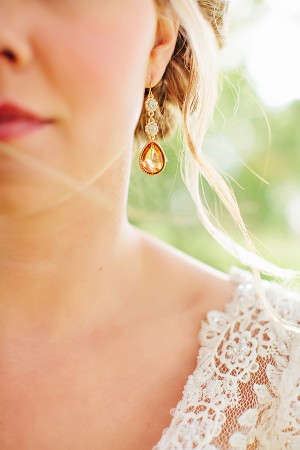 Gold and Crystal Tear Drop Earrings