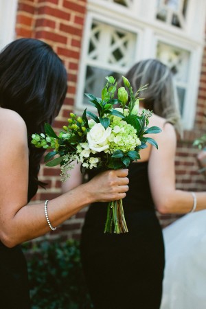 Green Hydrangea and White Rose Bouquet
