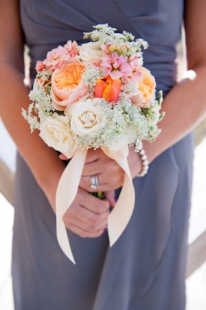 Peach and Ivory Wedding Bouquet