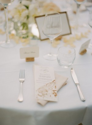 Gold and White Reception Table Setting