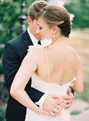 One Shoulder Wedding Gown With Flower 1