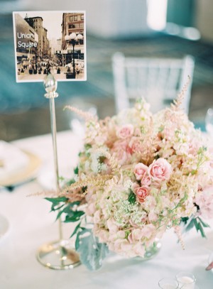 Pink Flowers and Dusty Miller Reception Centerpiece