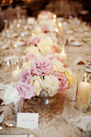 White and Pink Rose Centerpiece