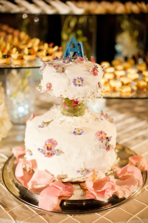 Two Tier Wedding Cake With Initial Topper