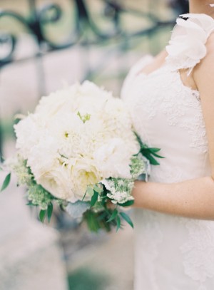 White Bridal Bouquet With Greenery