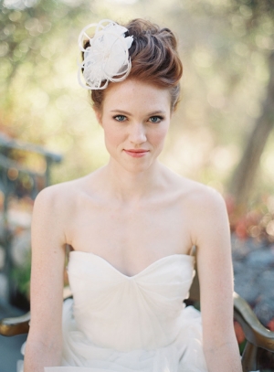 Flower and Feather Bridal Hairpiece