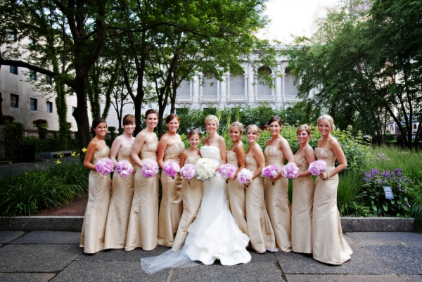 Floor Length Gold Bridesmaids Dresses