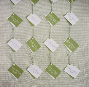 Green and White Escort Cards