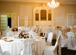 Ivory Pink and Gold Reception Decor