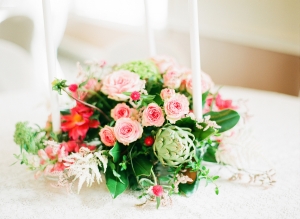 Pink and Green Reception Centerpiece