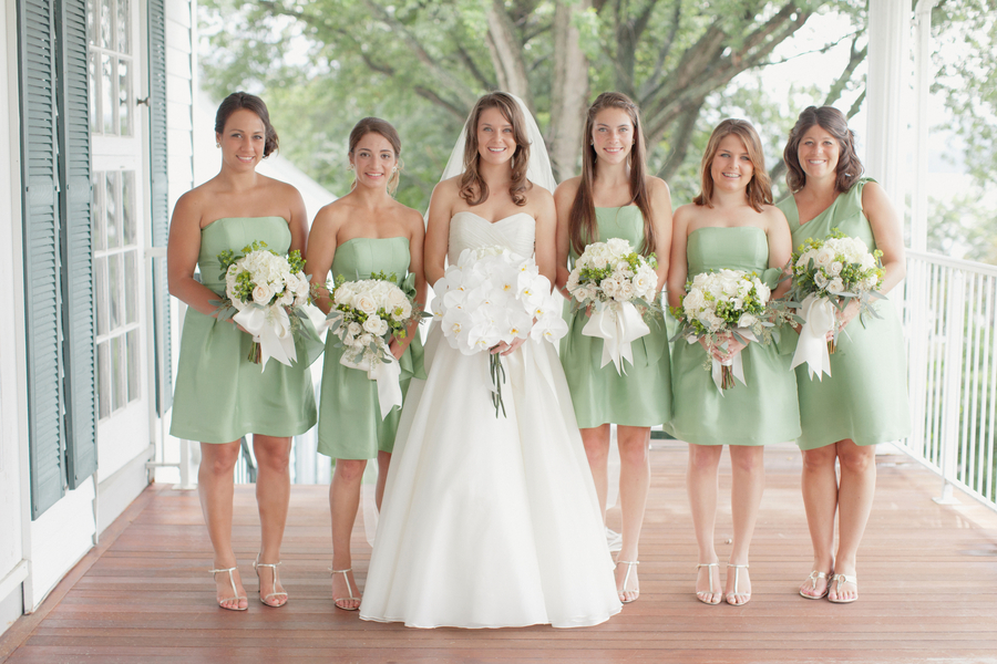 Strapless Mint Green Bridesmaids Dresses