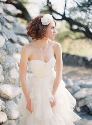 Strapless Wedding Gown With Ruffled Tulle Skirt