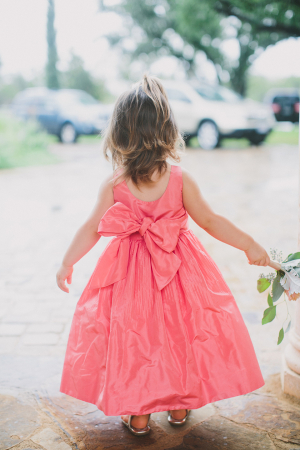 Bright Pink Silk Flower Girl Dress
