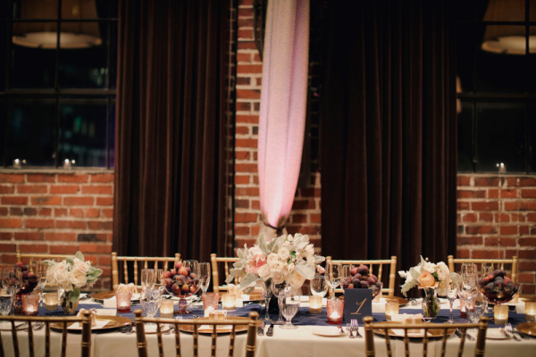Navy White and Gold Reception Table Decor