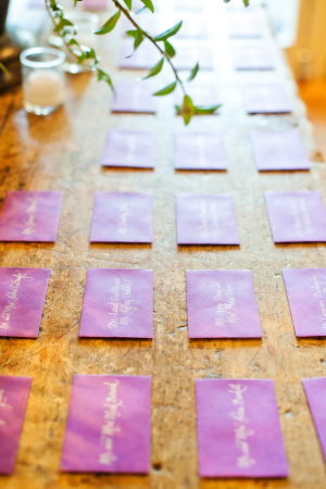 Purple and Gold Reception Place Cards