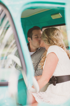 Couple Kissing in Vintage Truck