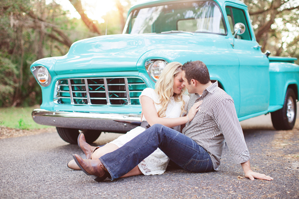 Engagement Portrait With Vintage Pickup Truck
