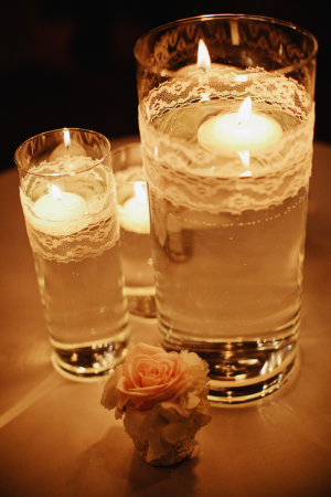 Glass Vases Wrapped in Lace