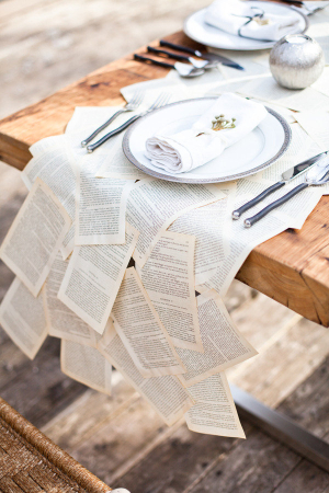 Vintage Book Pages Table Runner