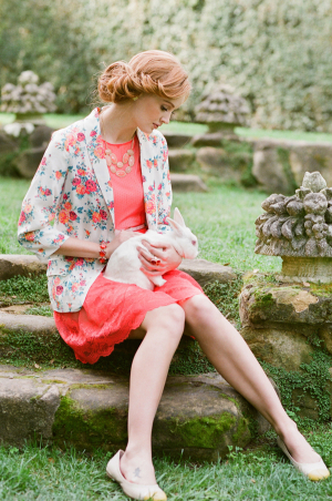 Floral Jacket and Coral Dress by Ruche