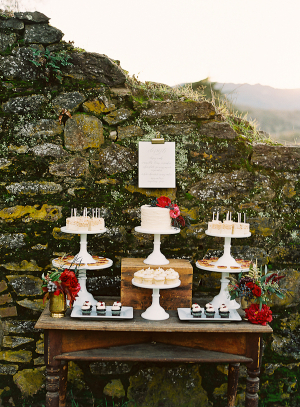 Outdoor Dessert Table by Stone Wall