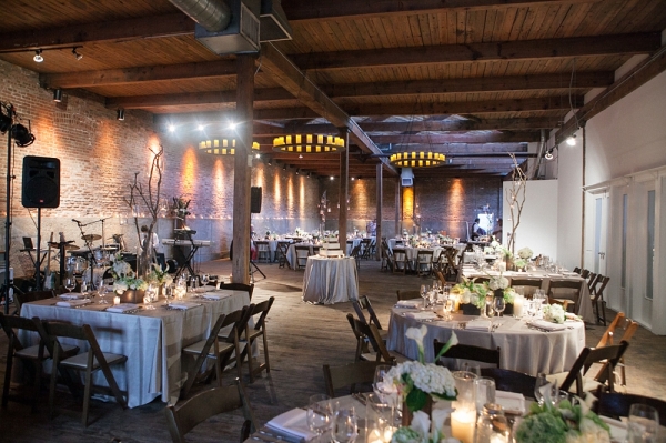 Chicago Reception Venue With Beam Ceiling and Brick Walls