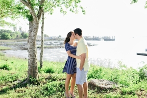 Couple Kissing in Front of Marsh