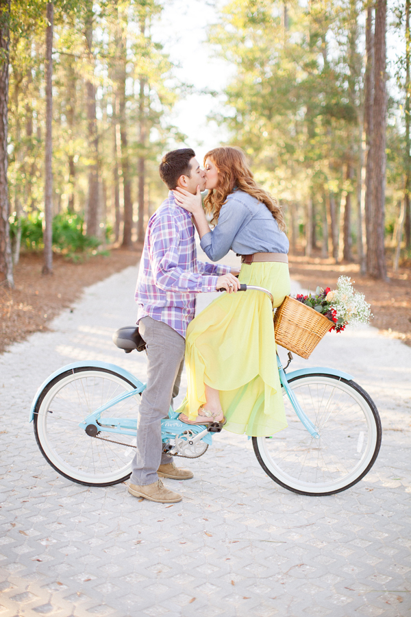 Couple Kissing on Bike