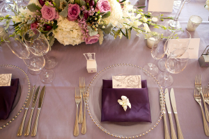 Plum and Lavender Reception Place Settings