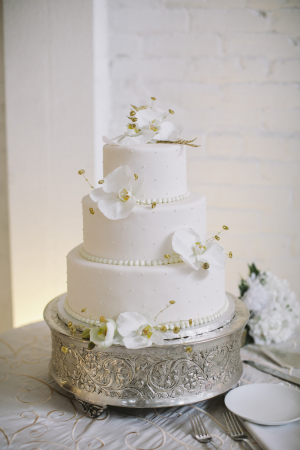 Classic Wedding Cake With White Orchids